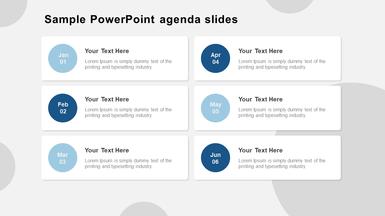 Free - 6 Steps Sample PowerPoint Agenda Slides Presentation